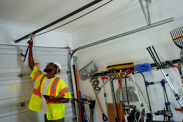 Professional Garage Door Spring Repair technician working in North Boston, NY